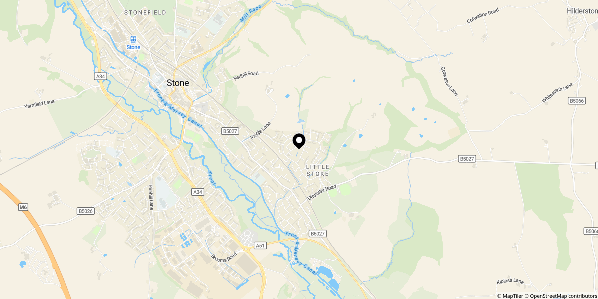 Approximate location of Pembroke Drive, Stone, ST15 8XE
