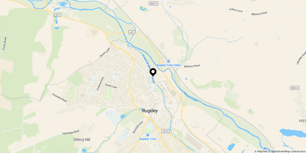 Approximate location of Millington Street, Rugeley, WS15 2HH