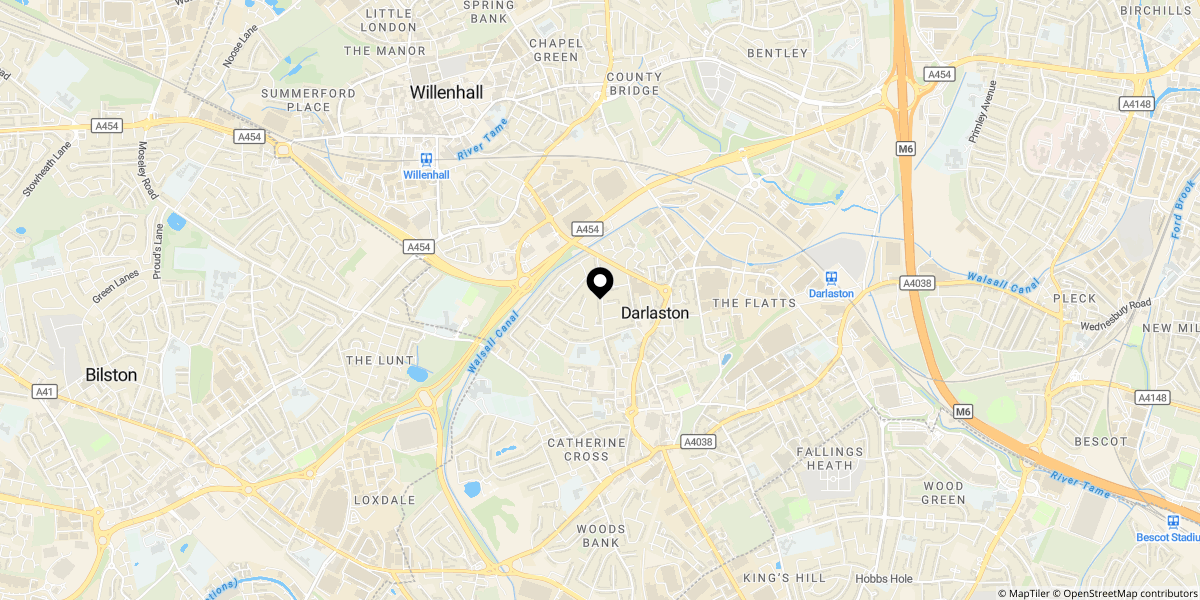 Approximate location of Yardley Street, Wednesbury, WS10 8HR