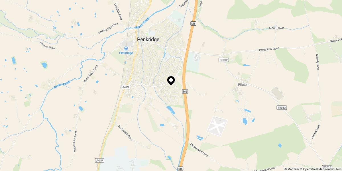 Approximate location of Chell Close, Penkridge, Stafford, ST19 5SR