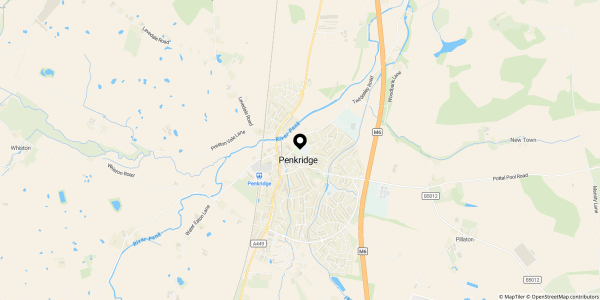 Approximate location of Hatherton Road, Penkridge, Stafford, ST19 5BE