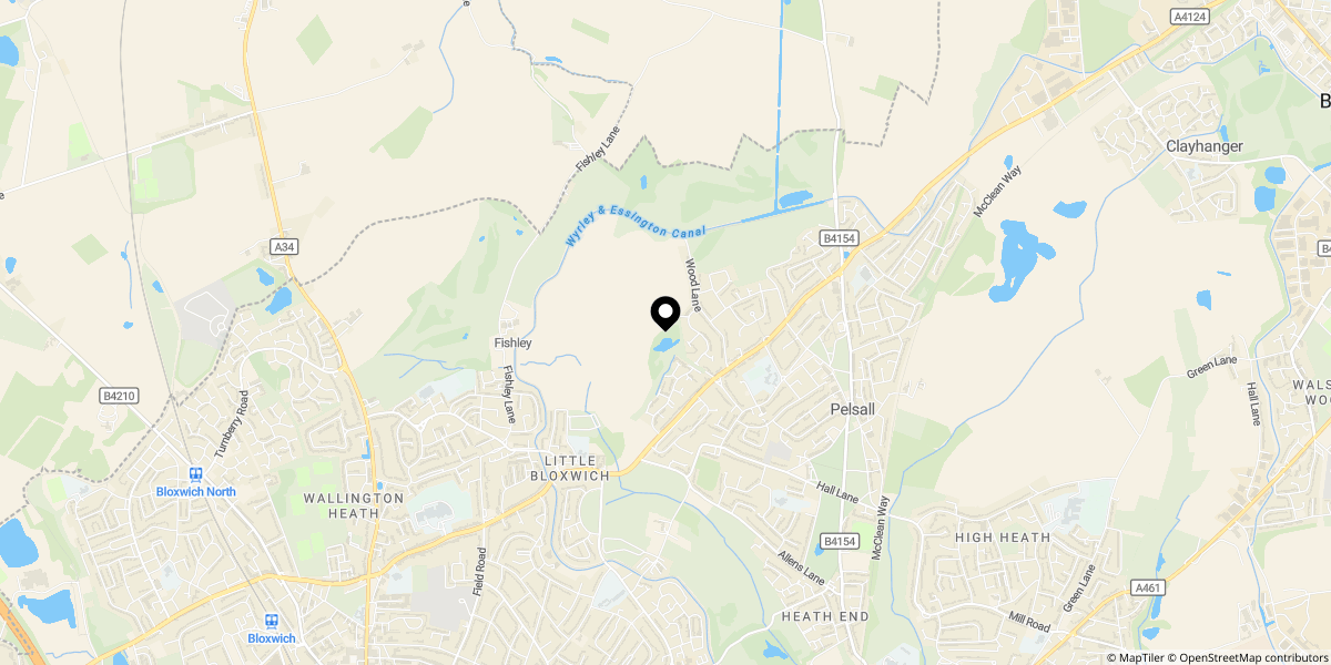 Approximate location of Wood Common Grange, Pelsall, Walsall, WS3 5EZ